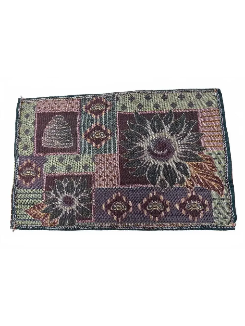 Vintage Sunflower Bee Tapestry Placemats Set of 4 Cottage Farmhouse